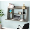 Inval Floating Wall Mounted Desk 43.3 in. W Rectangular Smoke Oak with 6-Shelves ES-13603